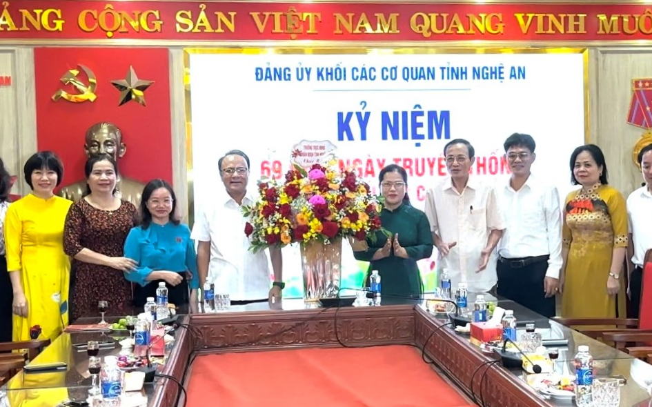 Thường trực HĐND và Đoàn ĐBQH tỉnh chúc mừng Đảng ủy khối các cơ quan tỉnh  nhân dịp kỷ niệm 69 năm ngày thành lập
