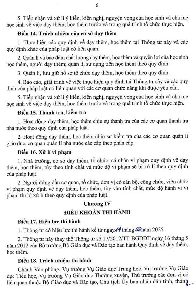 Thông tư 29/2024/TT-BGDĐT quy định về DẠY THÊM, HỌC THÊM có hiệu lực từ 14/2/2025- Ảnh 6.