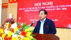 Đồng chí Nguyễn Như Khôi - Phó Chủ tịch HĐND tỉnh tiếp xúc cử tri tại xã Mường Chọng