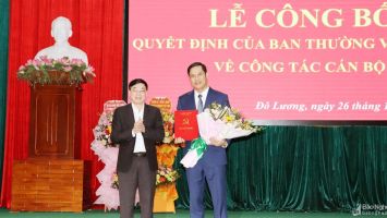Công bố quyết định bổ nhiệm Bí thư Huyện ủy Đô Lương