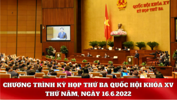Kỳ họp thứ Ba, Quốc hội Khóa XV: Chương trình làm việc ngày 16.6.2022