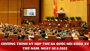 Kỳ họp thứ Ba, Quốc hội Khóa XV: Chương trình làm việc ngày 02.6.2022