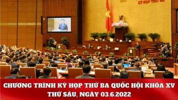 Kỳ họp thứ Ba, Quốc hội Khóa XV: Chương trình làm việc ngày 3.6.2022