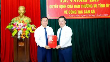 Công bố quyết định chuẩn y giữ chức Bí thư Huyện ủy Quỳ Châu