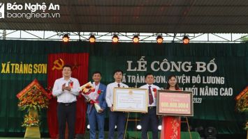 Xã Tràng Sơn (Đô Lương) đón nhận Bằng công nhận xã đạt chuẩn nông thôn mới nâng cao