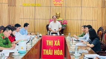 Ban Pháp chế HĐND tỉnh khảo sát về các dự thảo Nghị quyết liên quan đến lực lượng tham gia bảo vệ an ninh, trật tự ở cơ sở tại thị xã Thái Hòa