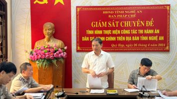 Ban Pháp chế HĐND tỉnh giám sát tại Chi cục Thi hành án dân sự huyện Quỳ Hợp