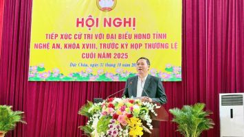 Đồng chí Chu Đức Thái, Trưởng Ban Văn hóa - Xã hội HĐND tỉnh tiếp xúc cử tri tại xã Đức Châu và xã Quảng Châu