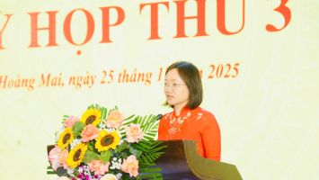 Đồng chí Thái Thị An Chung, Ủy viên BCH Đảng bộ tỉnh, Phó Trưởng Đoàn đại biểu Quốc hội tỉnh dự Kỳ họp thứ 3, HĐND phường Hoàng Mai