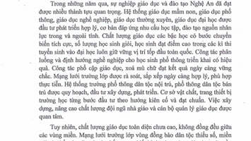Nghị quyết của BCH Đảng bộ tỉnh về nâng cao chất lượng giáo dục toàn diện trên địa bàn tỉnh Nghệ An, giai đoạn 2021-2025, định hướng đến năm 2030