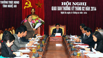 Thường trực HĐND tỉnh tổ chức Hội nghị giao ban thường kỳ tháng 2/2014