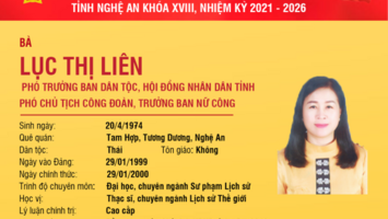 Tiểu sử tóm tắt và chương trình hành động của ứng cử viên đại biểu HĐND tỉnh Lục Thị Liên