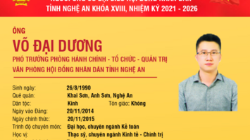 Tiểu sử tóm tắt và chương trình hành động của ứng cử viên đại biểu HĐND tỉnh Võ Đại Dương
