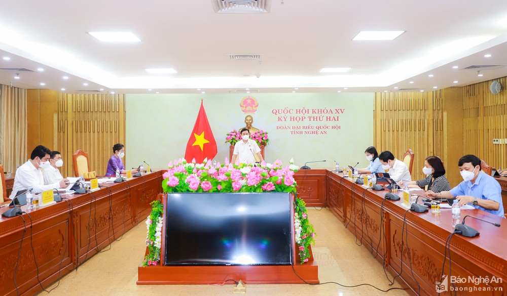 Chuyên đề: "Triển khai thực hiện các định hướng Chương trình xây dựng luật nhiệm kỳ Quốc hội khóa XV nhằm thể chế hóa Nghị quyết Đại hội Đảng lần thứ XIII, đáp ứng yêu cầu phát triển kinh tế - xã hội của địa phương trong giai đoạn mới" của Đoàn đại biểu Quốc hội tỉnh Nghệ An